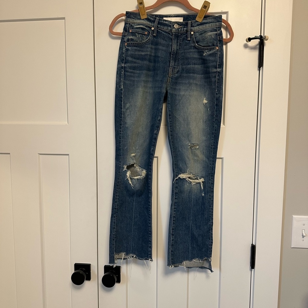 Mother Jeans in Faded and Ripped Denim
